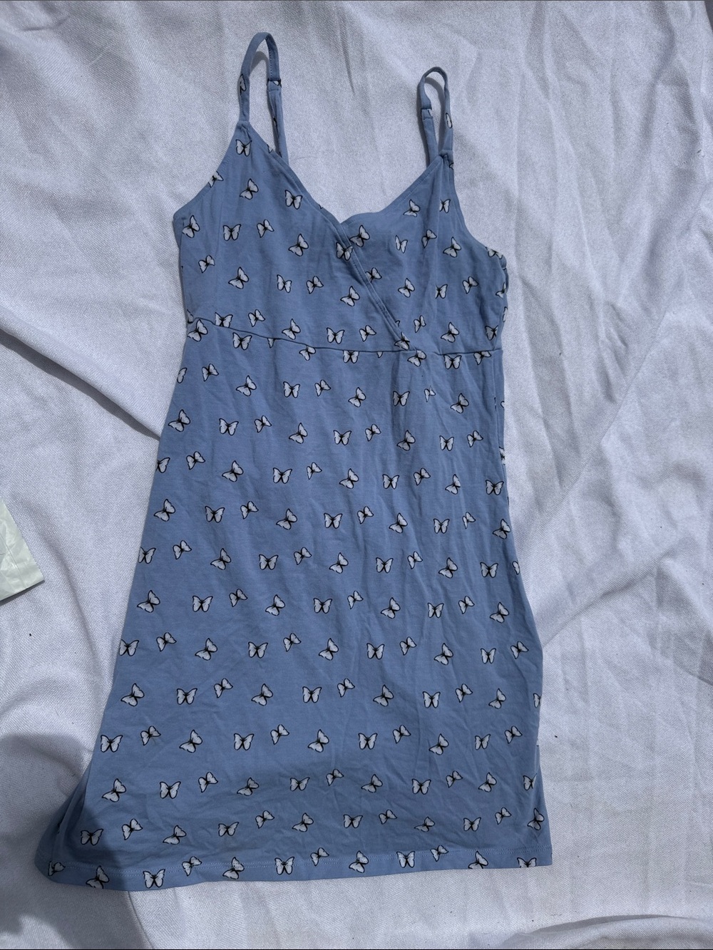 Hollister Blue Mini Dress with White Butterfly Print